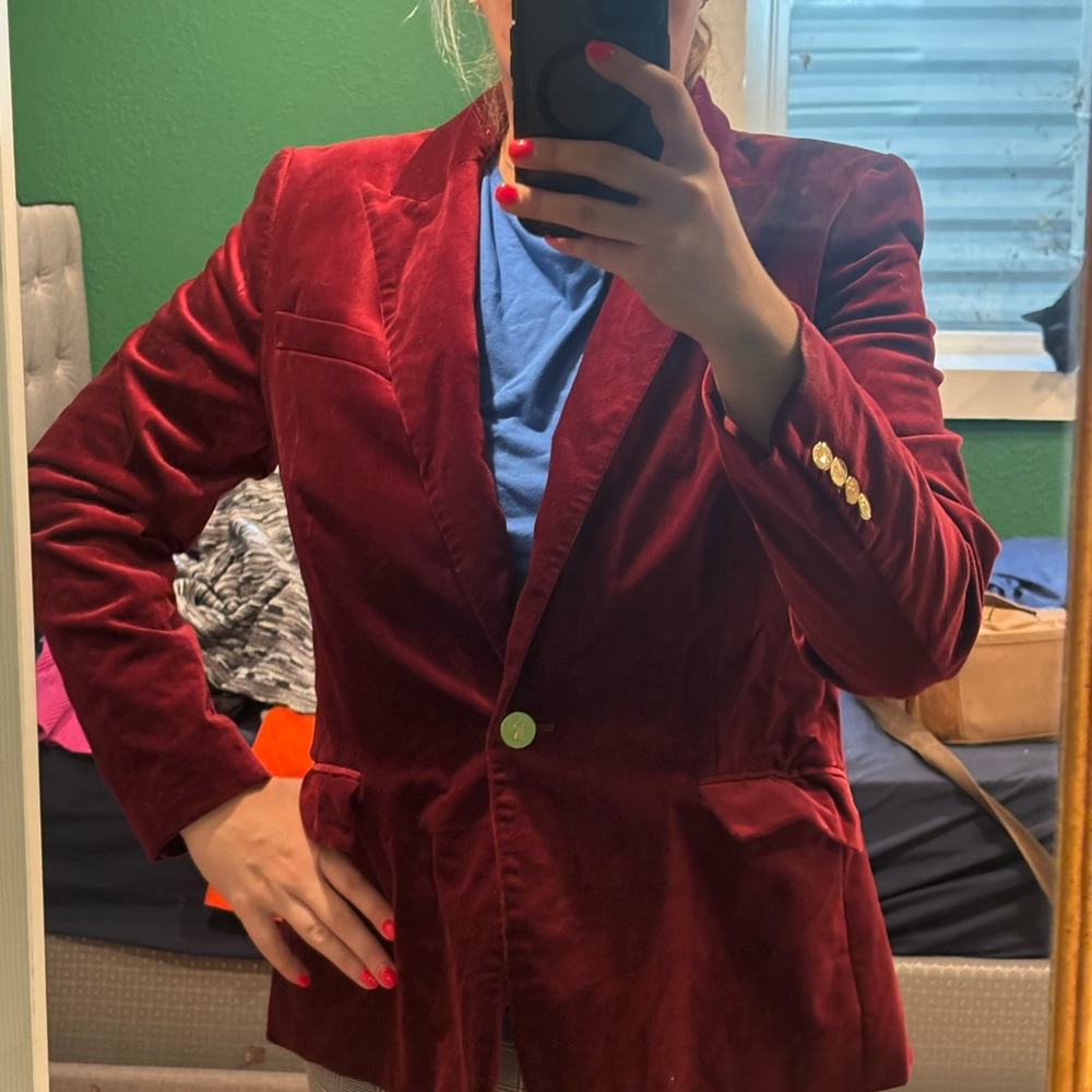 Velvet Burgundy Blazer